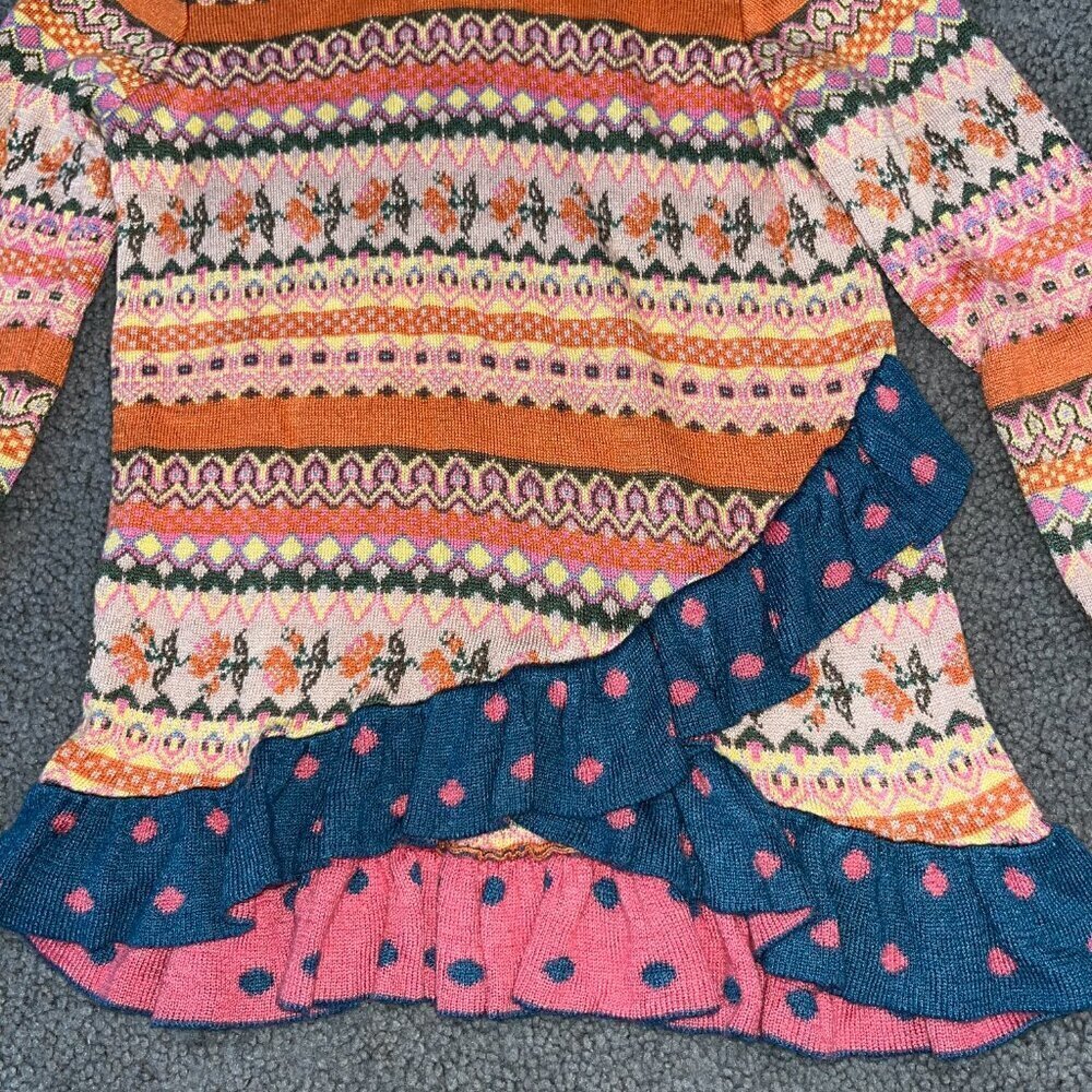 MATILDA JANE KEEP ME COZY CHOOSE YOU PATH HOODED SWEATER - FAIR ISLE RUFFLES - 8 - Picture 3 of 11